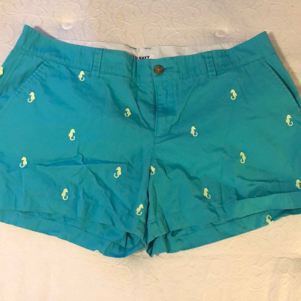 Old Navy Teal/Turquoise Seahorse Shorts Sz 14